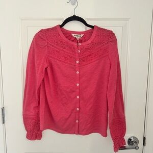 Boden Pink Lace Accent Blouse